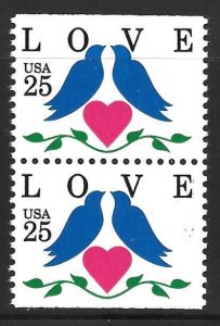 USA 2441: 25c Birds, pair, VF, MNH.