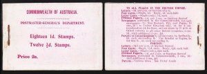AUSTRALIA 1911 Commonwealth of Australia 2/- Booklet Pf B6 cat $8000 RARE !! 