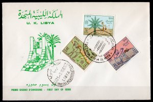 Libya 1963 Date Palm/Camel/Tractor FAO Set(3) FDC  Sc#234/236