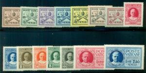 VATICAN CITY #1-13, E1-2, Complete set, og, NH, VF, Scott $265.00