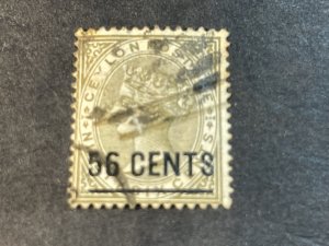 CEYLON # 110-USED----SINGLE----OLIVE GRAY----1885