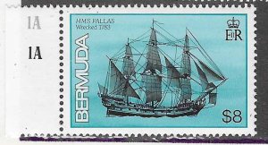 Bermuda  #498 $8 HMS Pallas  (MNH) CV $24.00