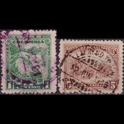 COLOMBIA 1935 - Scott# 441-2 Mining/Coffee Set of 2 Used