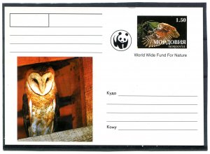 Mordovia 1998 WWF OWL BIRD OF PREY Classic Postcard VF