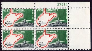 Scott #1232 West Virginia Plate Block of 4 Stamps - MNH P#27514