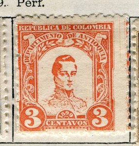 COLOMBIA ANTIOQUIA; 1899 early classic Mint hinged issue 3c. value