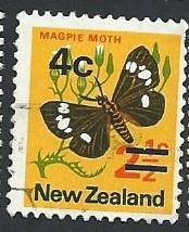 New Zealand Scott #480a  Magpie Moth thin bars Used (1972)