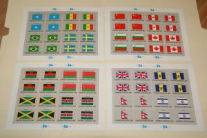 1983 United Nations, UN - NY, Flags series complete sheets of 16, FV $12.80