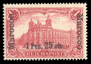 German Colonies, German Offices in Morocco #16 Cat$100, 1900 1p25c on 1m carm...