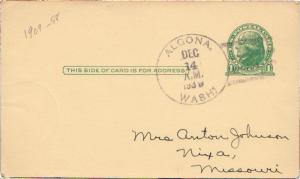 United States Washington Algona 1939 4c-bar  1909-1958  Postal Card.