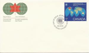 1983 Canada FDC Sc 977 - Commonwealth Day - Map of Earth