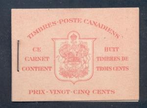 Canada 1942 Bk 34c French (251a x 2) cpl booklet mint NH