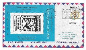 Hamilton to Toronto Canada 1973 Scott 565 Cover First Air Mail 50th Anniv Label