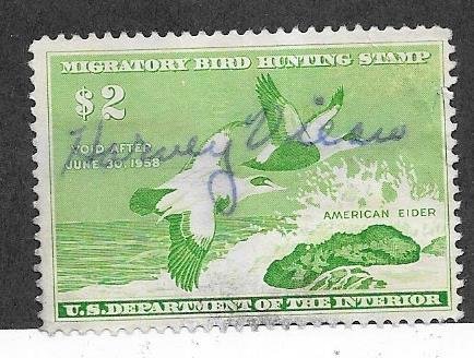 US #RW24 1957 $2 Federal Duck Stamp (U)  emerald  CV$10.00