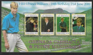 GRENADA GRENADINES PETITE SG2797A 2000 21ST NIRTHDAY OF PRINCE WILLIAM MNH