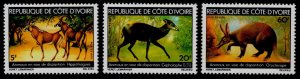 Ivory Coast 509-11 MNH Endangered Animals, Antelopes, Aardvark, Duikerbok