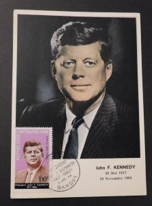 1964 John F Kennedy Central African Republic Memorial Maxi Postcard No Address