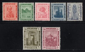 Egypt 1921-22 Scenic Types 7 Values to 50m Mint H #62,65,67-8,70,72-3 CV$73 