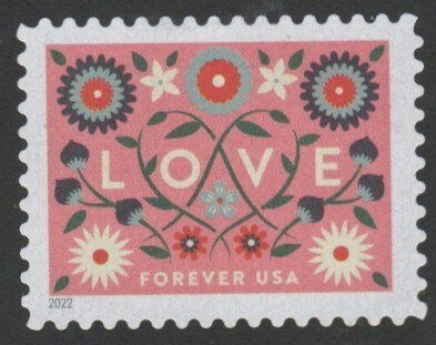 SC# 5661 - (58c) - Love - pink background - Used Single, Off Paper