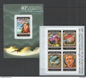 2014 Guinea Transport Aviation Charles Lindbergh Kb+Bl ** Stamps St801