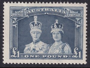 Sc# 179 Australia 1938 KGVI & Queen Elizabeth £1 MLH issue CV $115.00 Stk #1