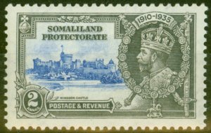 Somaliland 1935 2a Ultramarine & Grey SG87K Kite & Vertical Log Fine Mtd Mint