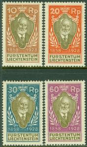 EDW1949SELL : LIECHTENSTEIN 1928 Scott #82-85 Very Fine, Mint OG. Catalog $122.