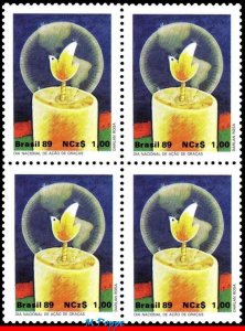 2217 BRAZIL 1989 THANKSGIVING DAY, CANDLE, RELIGION, MI# 2334 C-1660, BLOCK MNH