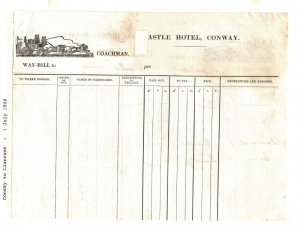 GB WALES COACHING *WAY BILL* Conway Castle Hotel Llanrwst 1848 {samwells}EP360 