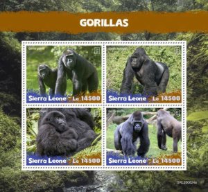 Sierra Leone - 2020 Gorillas on Stamps - 4 Stamp Sheet - SRL200624a