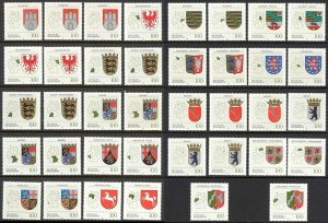 Germany Sc# 1699-1714 (Assorted) MNH lot/38 1992-1994 Coats of Arms
