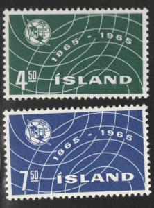 ICELAND Scott 370-371 MNH** 1965 ITU stamp set