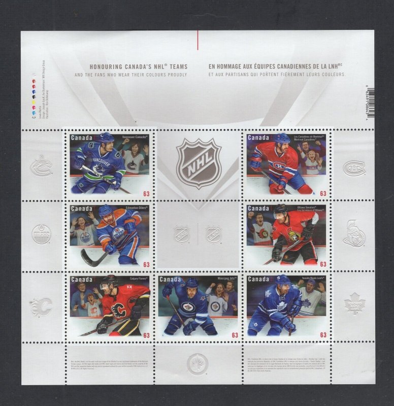 Canada #2669 (2013 NHL Teams sheet of 7)  VFMNH CV $9.00