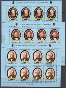 Liberia Sc 912-921 MNH. 1981 US Presidents, mini sheets of 8, fresh & VF