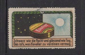 German Advertising Stamp - Kavalier Shoe Polish -Dark as Night, Bright Like Day