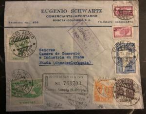 1946 Bogota Colombia Commercial airmail Cover To Prague Czechoslovakia