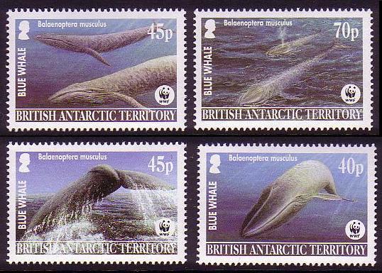 BAT WWF Blue Whale 4v SG#361/64 SC#326-29 MI#353-56