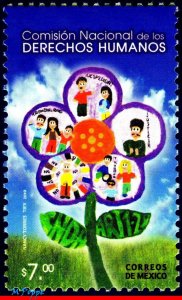 2680 MEXICO 2010 NATL. COMM. OF HUMAN RIGHTS, FLOWER, MNH