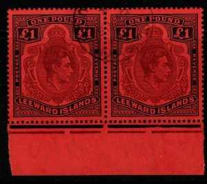 LEEWARD ISLANDS SG114 1938 £1 BROWN-PURPLE & BLACK/RED FINE USED PAIR