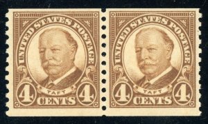 US Stamp #687 Robert Taft 4c - Coil Pair - MNH - CV $9.50