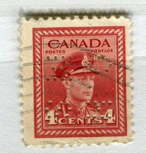 CANADA; 1942-48 early GVI issue OFFICIAL PERFIN issue fine used 4c. value