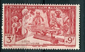 FRENCH COLONIES; IVORY COTE 1940s early AIR issue Mint hinged 3F. value