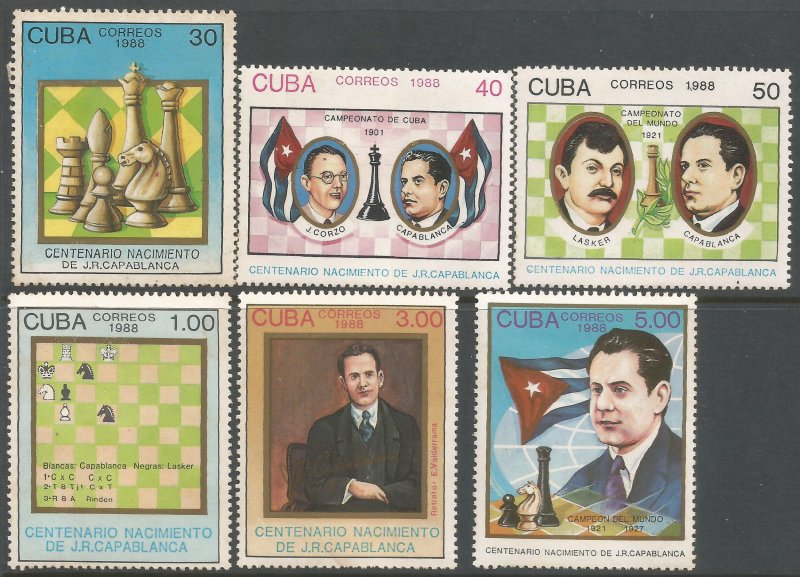 CUBA 3043-48 MNH CHESS CAPABLANCA TONING Y304-10