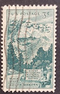 US #1011 Used F/VF 3c Mount Rushmore / Black Hills South Dakota 1952 [B30.2.2]