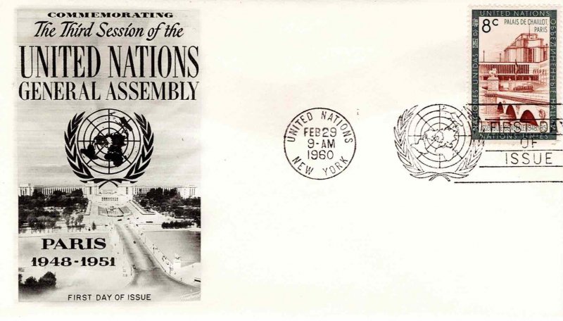 United Nations 1960 FDC Sc 78 General Assembly UN New York Fleetwood Cachet