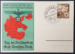 THIRD 3RD REICH ORIGINAL PROPAGANDA CARD 1939 GREATER GERMAN REICH STAMP DAY