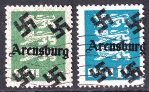 ESTONIA 92, 95 WW2 ARENSBURG OVERPRINTS CDS VF SOUND