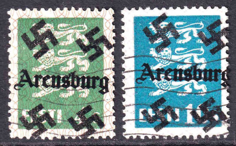 ESTONIA 92, 95 WW2 ARENSBURG OVERPRINTS CDS VF SOUND