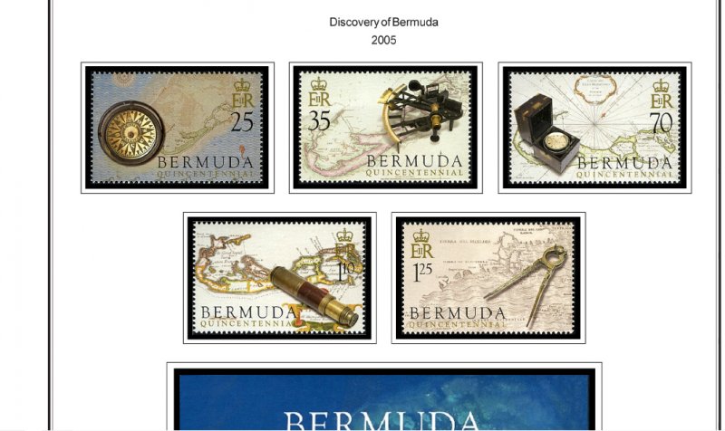 COLOR PRINTED BERMUDA 2000-2020 STAMP ALBUM PAGES (55 illustrated pages)