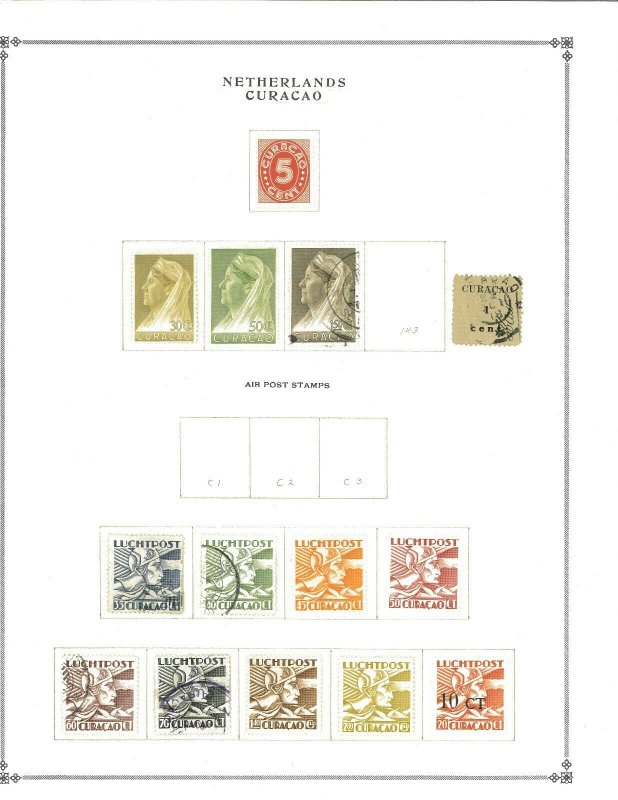 Netherlands Antilles (Curacao) 55MInt & Used Hinged on Scott Blank Pages